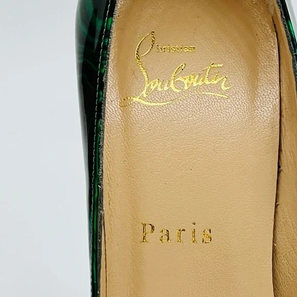 Christian Louboutin Patent Malachite So Kate 120 Black & Green Pump Size 37 1/2 - Picture 5 of 11